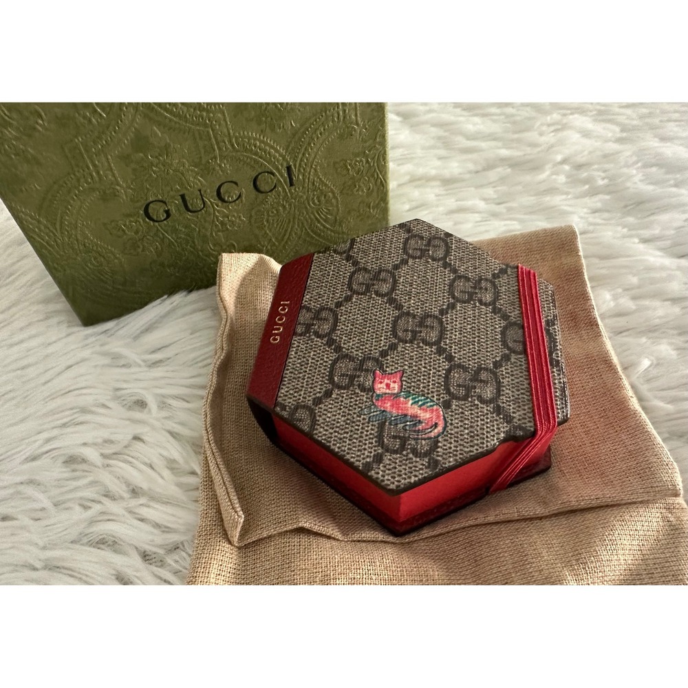Gucci Whimsy Derpy Cat GG Supreme Coated Canvas Stationery Sticky Note Pad